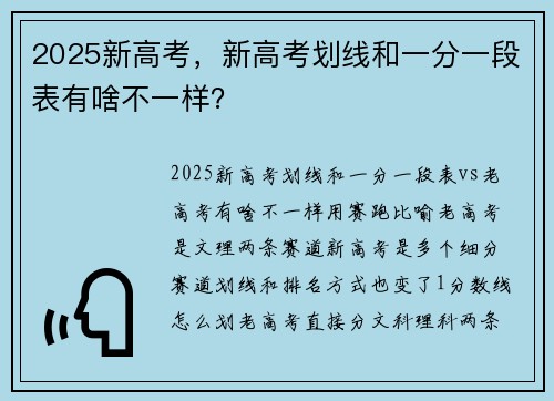2025新高考，新高考划线和一分一段表有啥不一样？